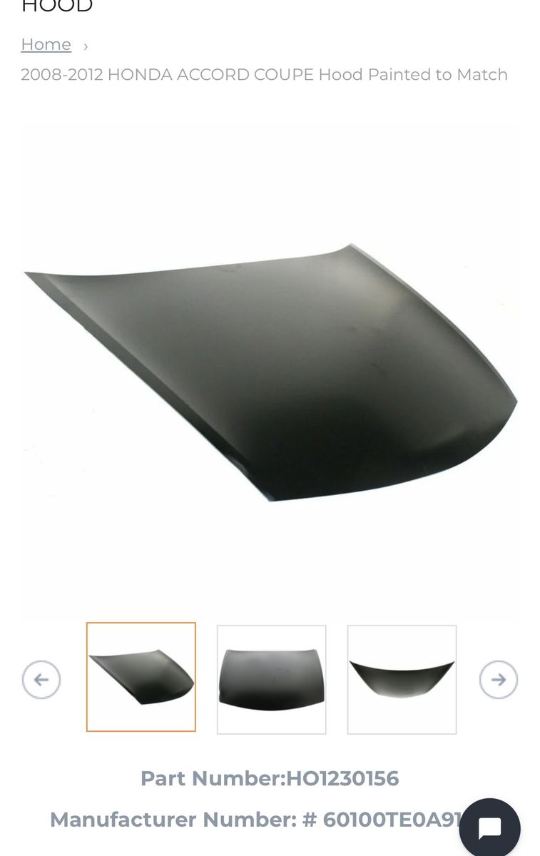 NEW 2008-2012 Honda Accord Coupe Hood - HO1230156 (60100TE0A91)