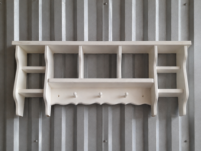 Vintage white painted hanging shelf