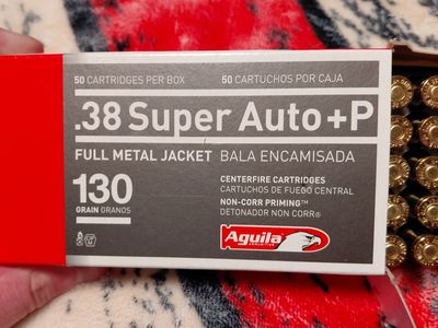 50rd box of .38 Super Auto +P ammo.