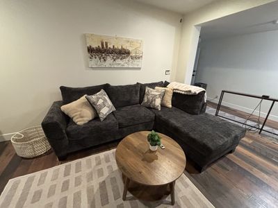 Spacious Dark Gray Sectional Sofa with Right-Hand Facing Chaise - Excellent Condition