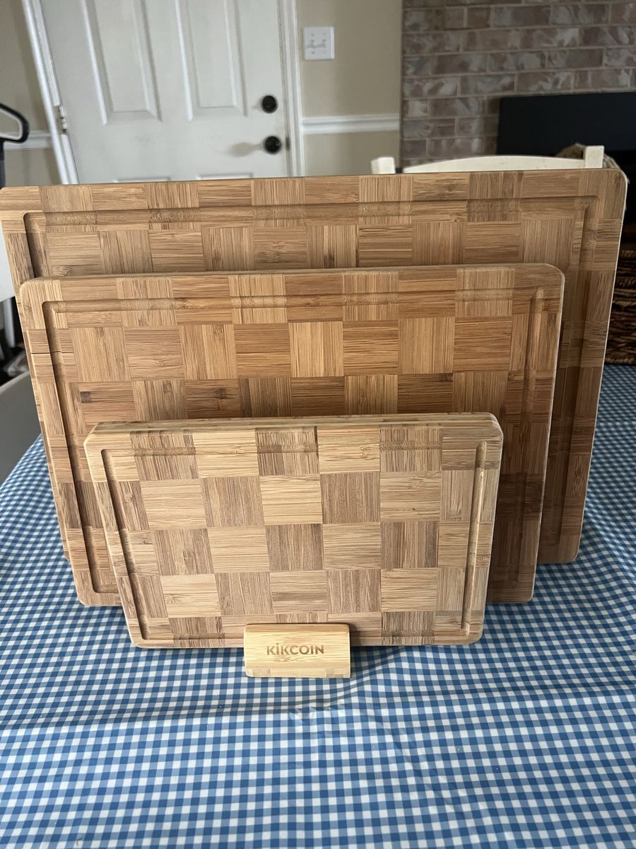 Kikcoin 3-Piece Bamboo Cutting Board Set - New, Various Sizes