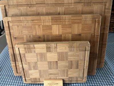 Kikcoin 3-Piece Bamboo Cutting Board Set - New, Various Sizes