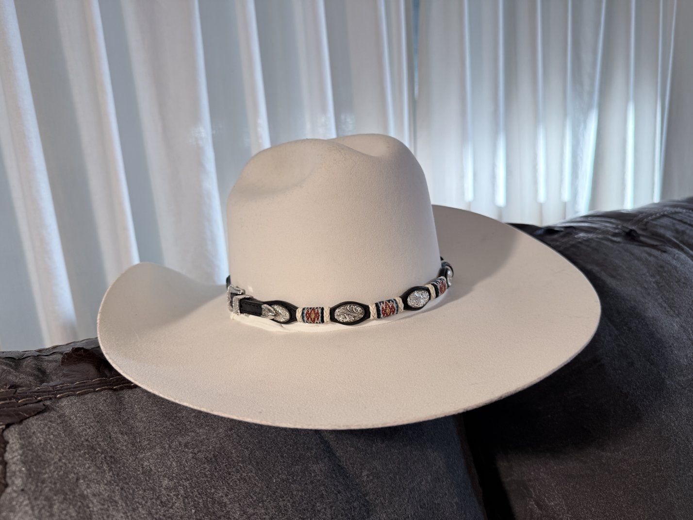 Western Cowboy Hat, Leather Chaps, and Leather Cuffs - Rodeo/Equestrian Gear Set