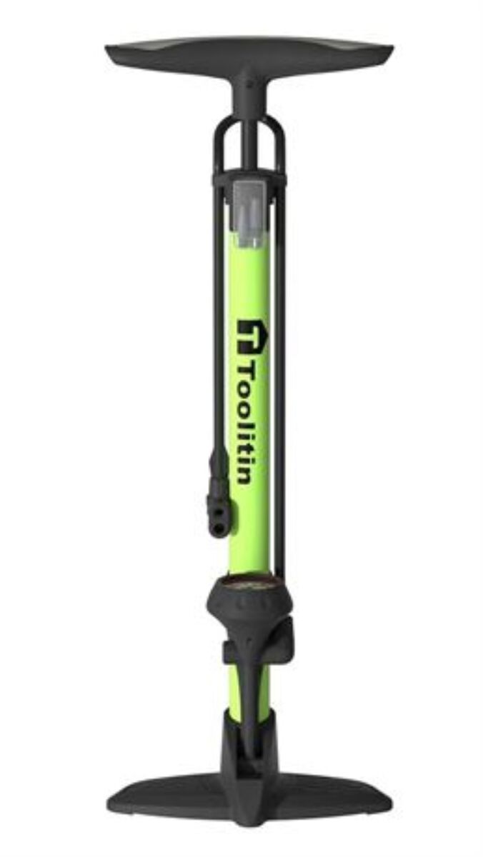 TOOLITIN Floor Bike Pump with Pressure Gauge, 160 PSI High Pressure Air Pump - Green