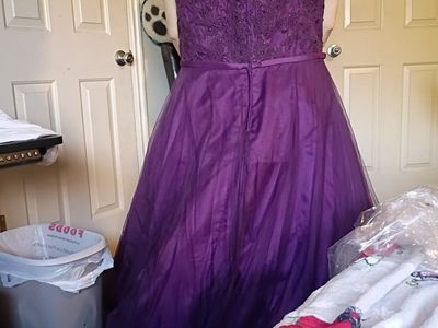 Purple Beaded Lace and Tulle Formal Gown Dress
