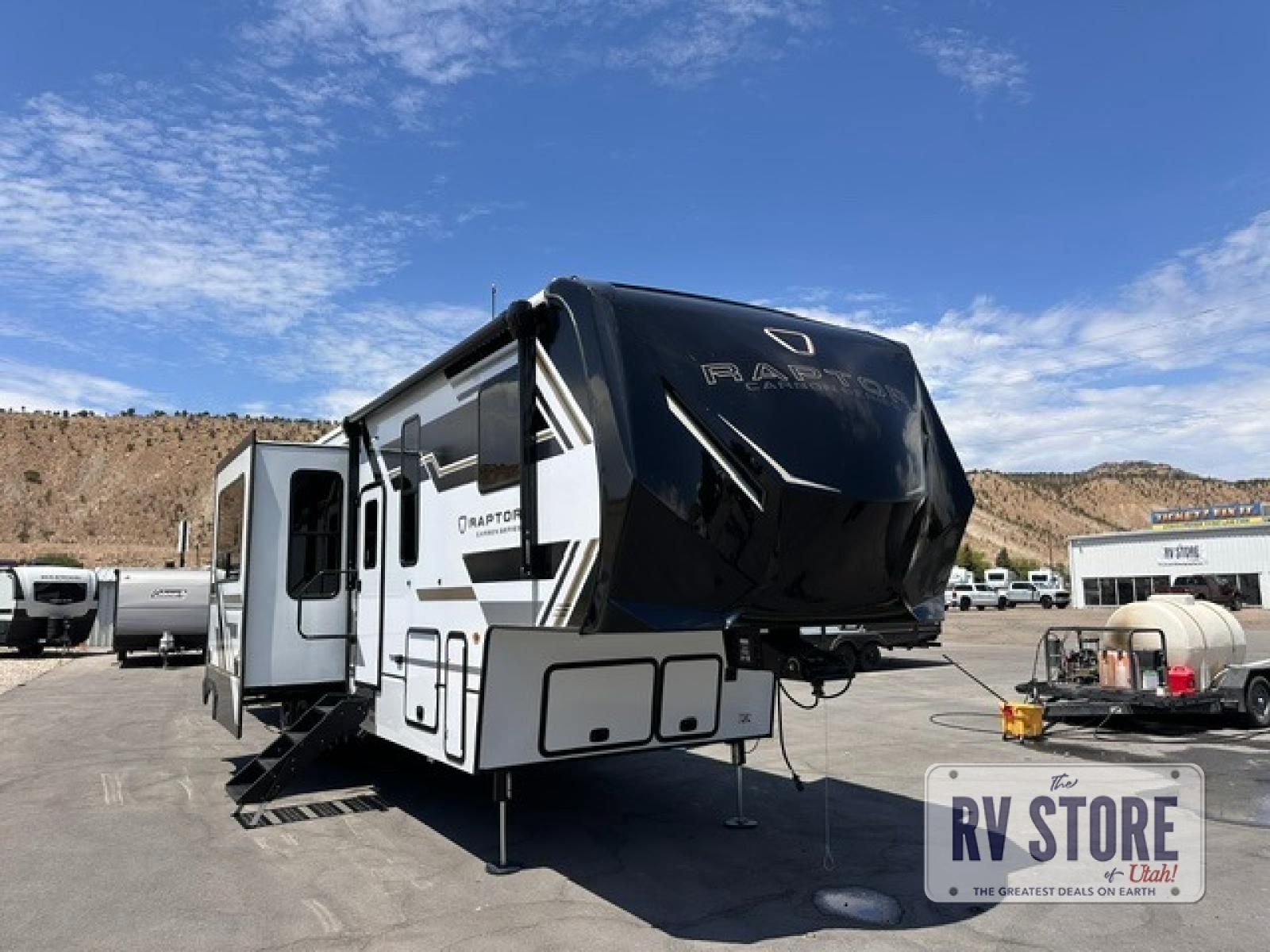 2027 Keystone RV Raptor Carbon Series 368 Toy Hauler Fifth Wheel Bath and a Half|Front Bedroom|Loft|Two Entry/Exit Doors