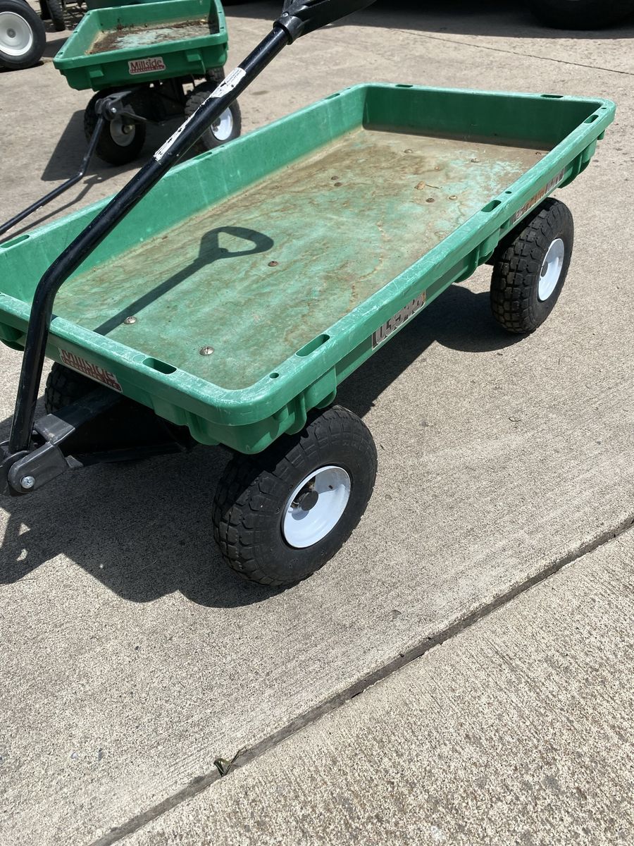 Millside Industries Green Utility Cart Wagon with Pneumatic Tires