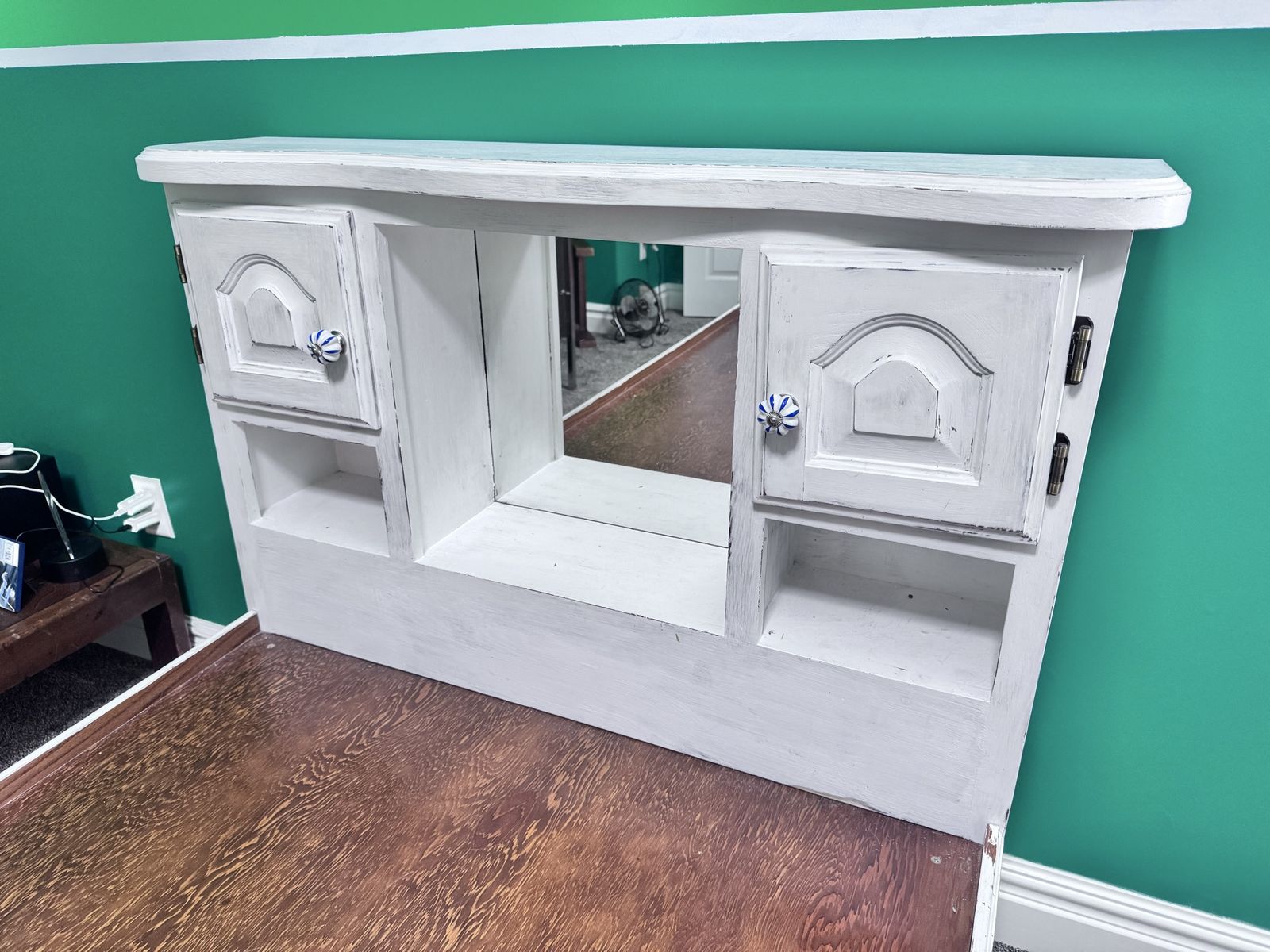 White Wooden Captain Bed Frame with Bookcase Headboard and Storage Drawers