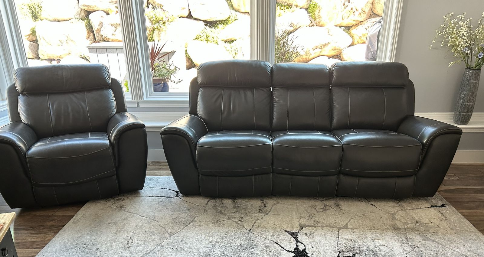 Genuine Leather Power Sofa & Recliner - Sterling II Collection