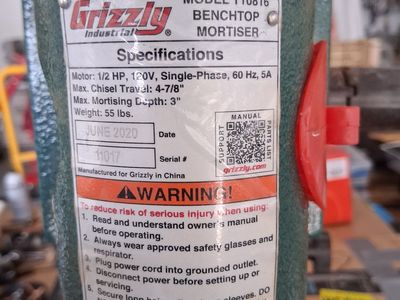 Grizzly model 10816 Mortiser w/sq, bits