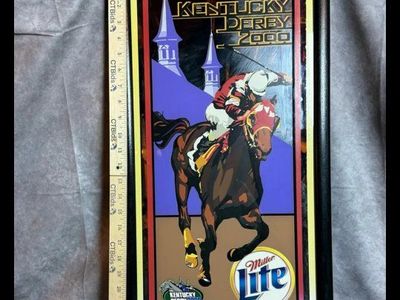 Vintage Miller Lite Kentucky Derby 2000 Framed Bar Mirror Sign