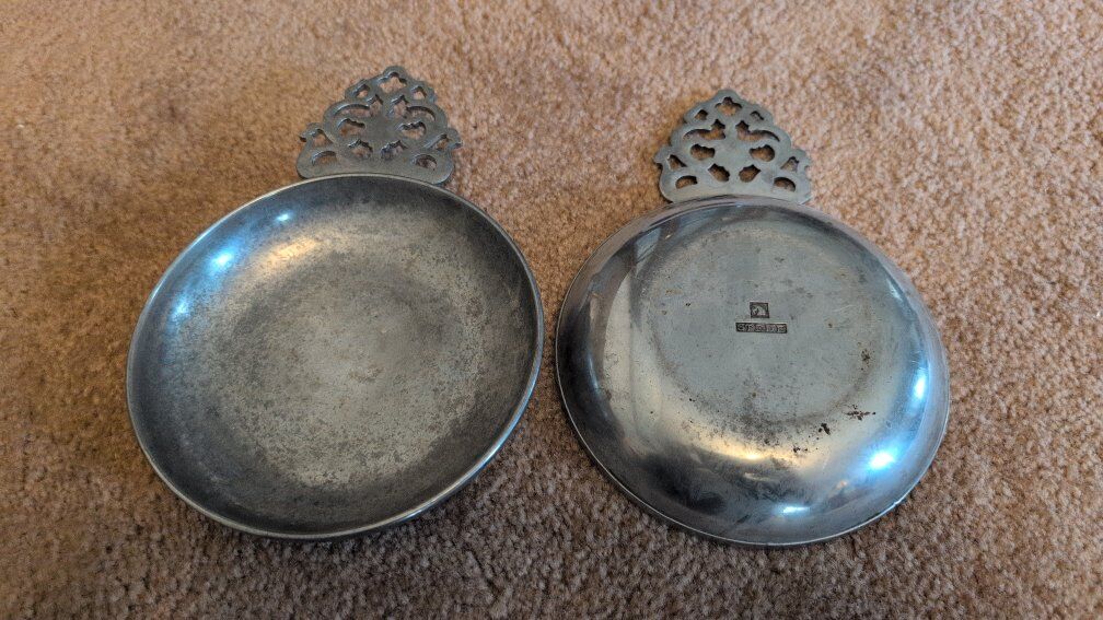 2 Stede Pewter Porringer Bowls
