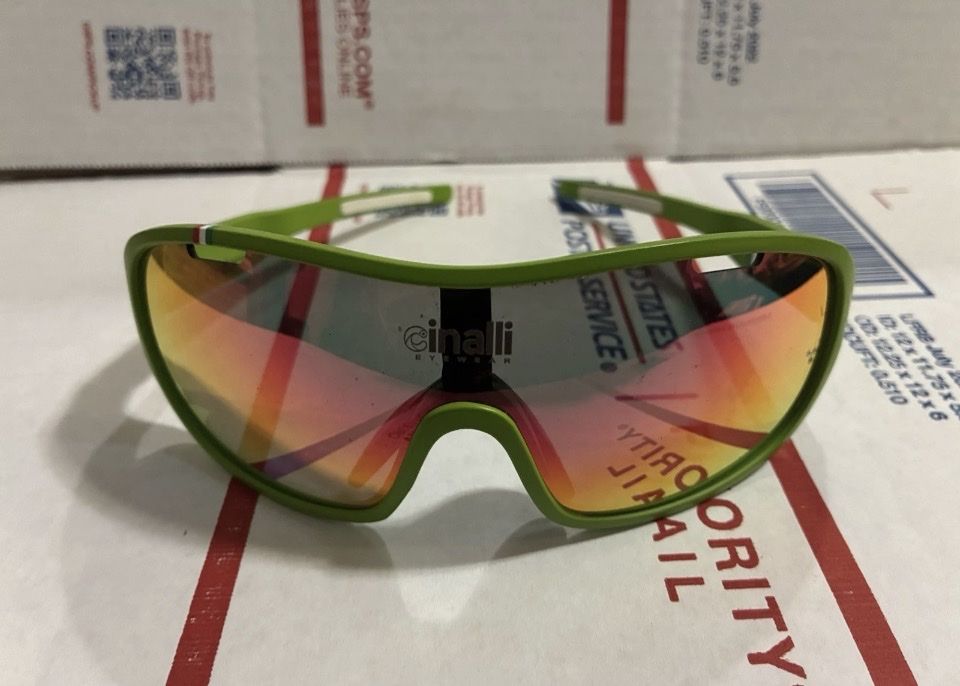 Cinalli Cobra Sports Sunglasses - Lime Green Frame with Iridescent Tinted Shield Lens