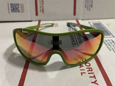 Cinalli Cobra Sports Sunglasses - Lime Green Frame with Iridescent Tinted Shield Lens