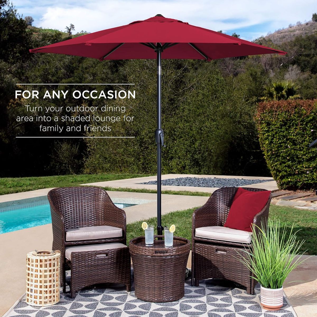 Best Choice Products 7.5ft Heavy-Duty Round Outdoor Market Table Patio Umbrella w/Steel Pole