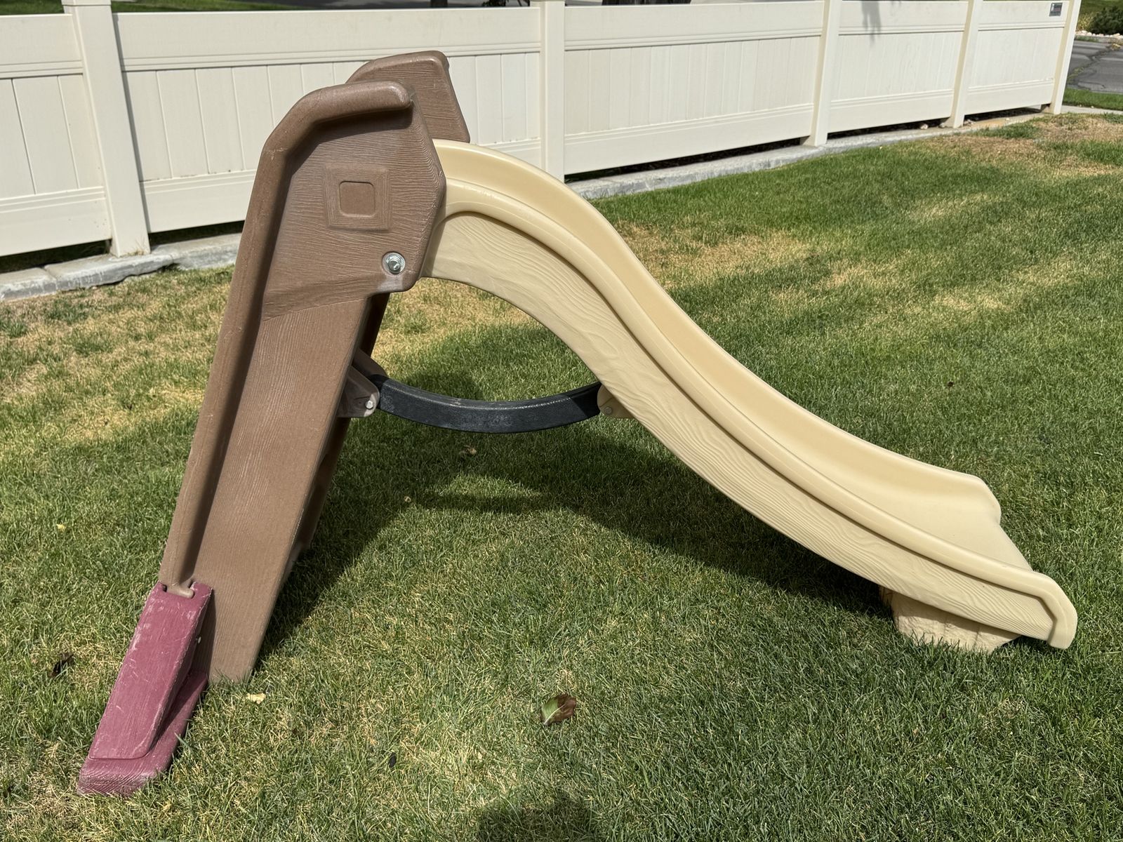 Outdoor Plastic Children's Playground Slide - Brown and Tan