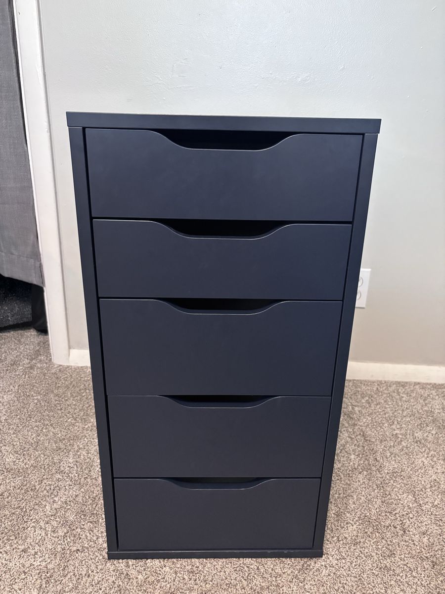 IKEA Alex 5-Drawer Storage Unit in Dark Blue, Minor Cosmetic Wear