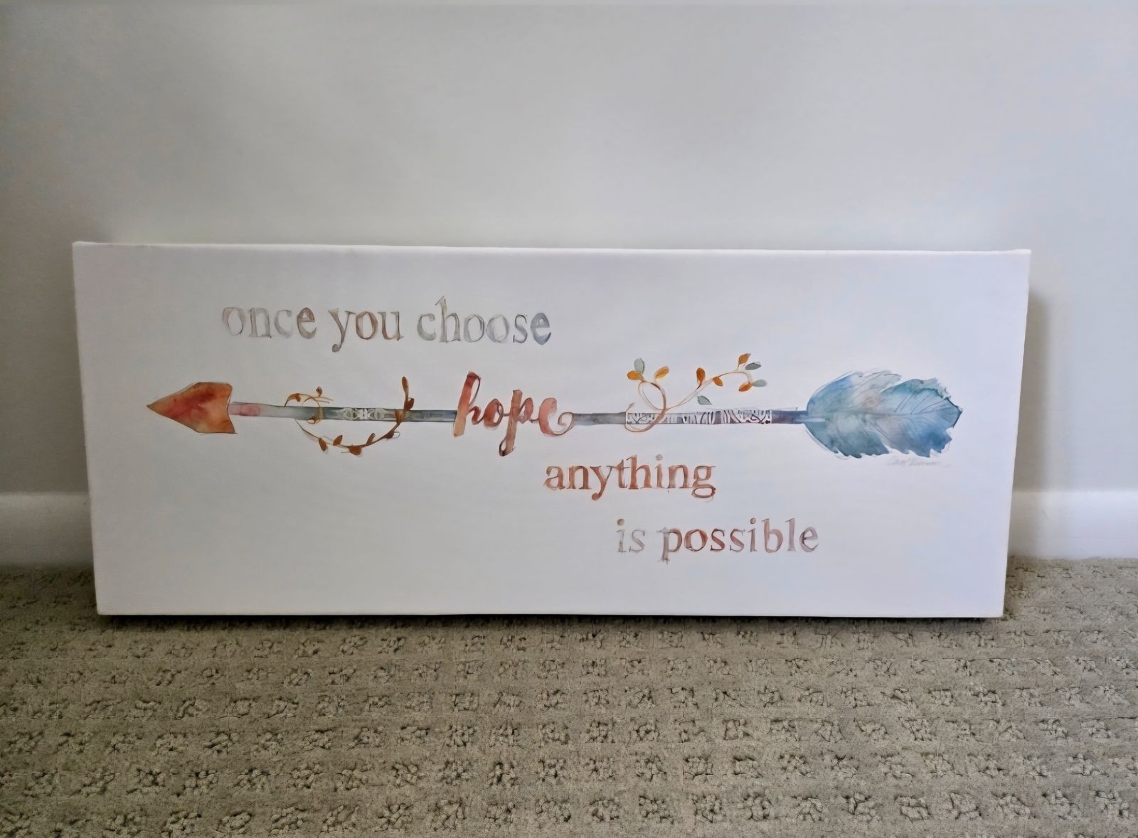 Boho Arrow "Once You Choose Hope Anything Is Possible" Canvas Wall Art Decor