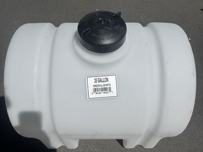 35 Gallon Horizontal Leg Water Storage Tank - White, Durable Polyethylene