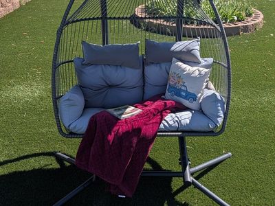 Super comfy 2-person egg swing w/stand and canopy