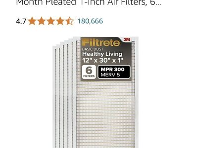 NEW! 12x30x1 Air Filter, MPR 300 6 Pack