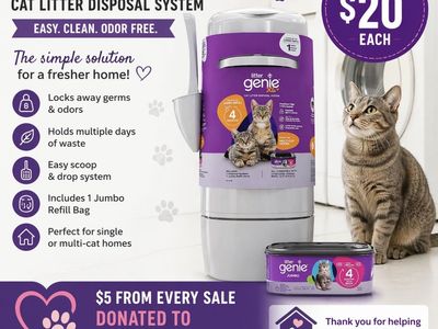 Litter Genie XL+ Cat Litter Disposal System - Easy, Clean, Odor-Free with Jumbo Refill Bag