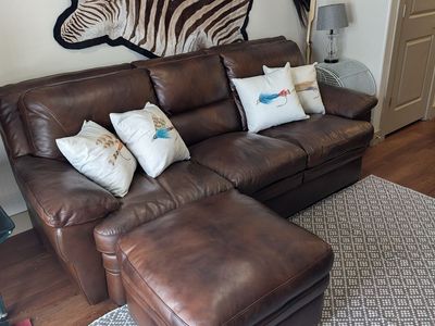 Leather Couch and Ottoman
