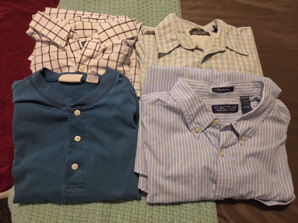 Men's Button-Down Shirts & Henley Lot Sizes  XXLT (4 Shirts)