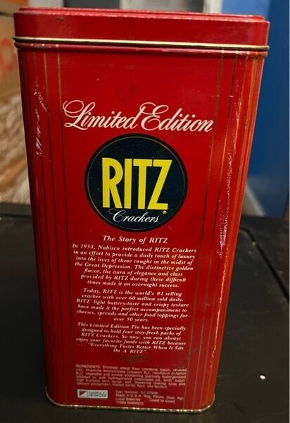 Used VINTAGE LIMITED EDITION RITZ CRACKER TIN 1986