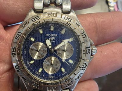 Vintage Fossil Blue Chronograph Stainless Steel Analog Watch
