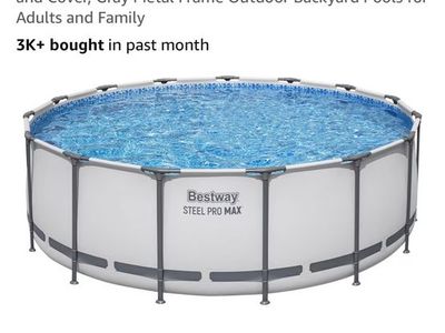 Bestway Steel Pro Max 15ft x 48in Round Above Ground Swimming Pool Set with Filter Pump, Ladder, Cover