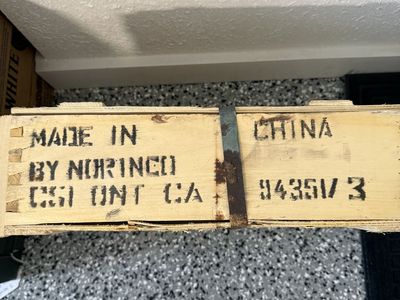 7.62 X 39mm 1200 rounds in an unopened wood crate from China, made by Norinco. Steel core? Spam cans inside?