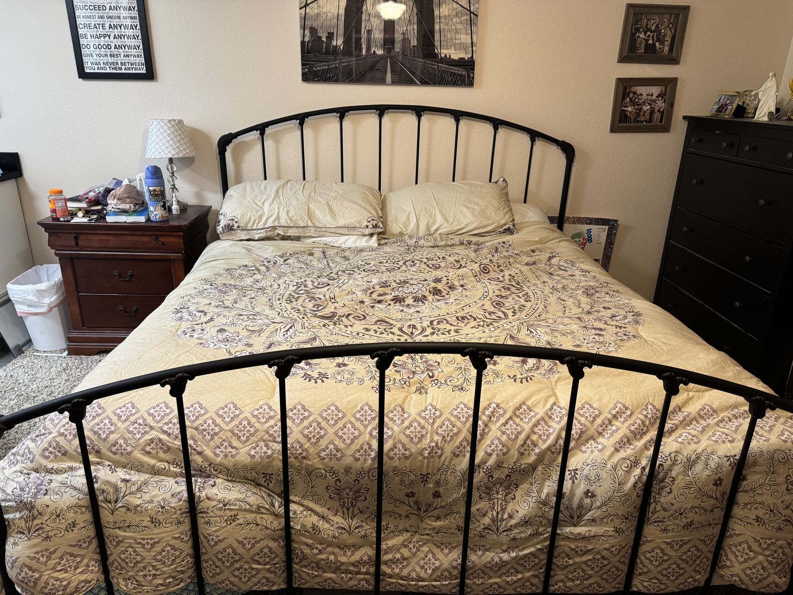 King size wrought iron bed frame