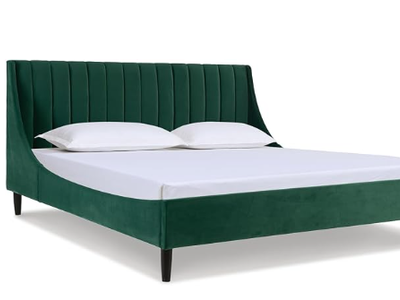 King bed frame Jennifer Taylor Home Aspen Vertical Tufted Modern Headboard Platform Bed Set