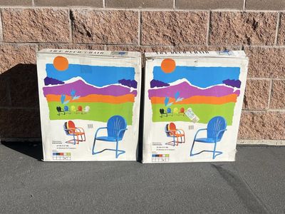 2 Metal Clam Art Deco Patio Chairs New In Box