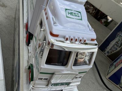 HESS Gasoline Truck and Racecar Die-Cast Toy with Original Box - Vintage Collector's Item