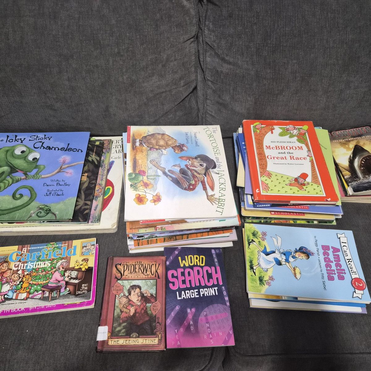 Children's bin of books, all for $10