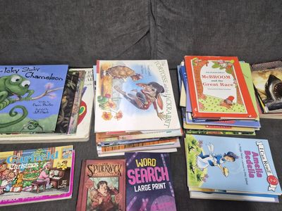 Children's bin of books, all for $10