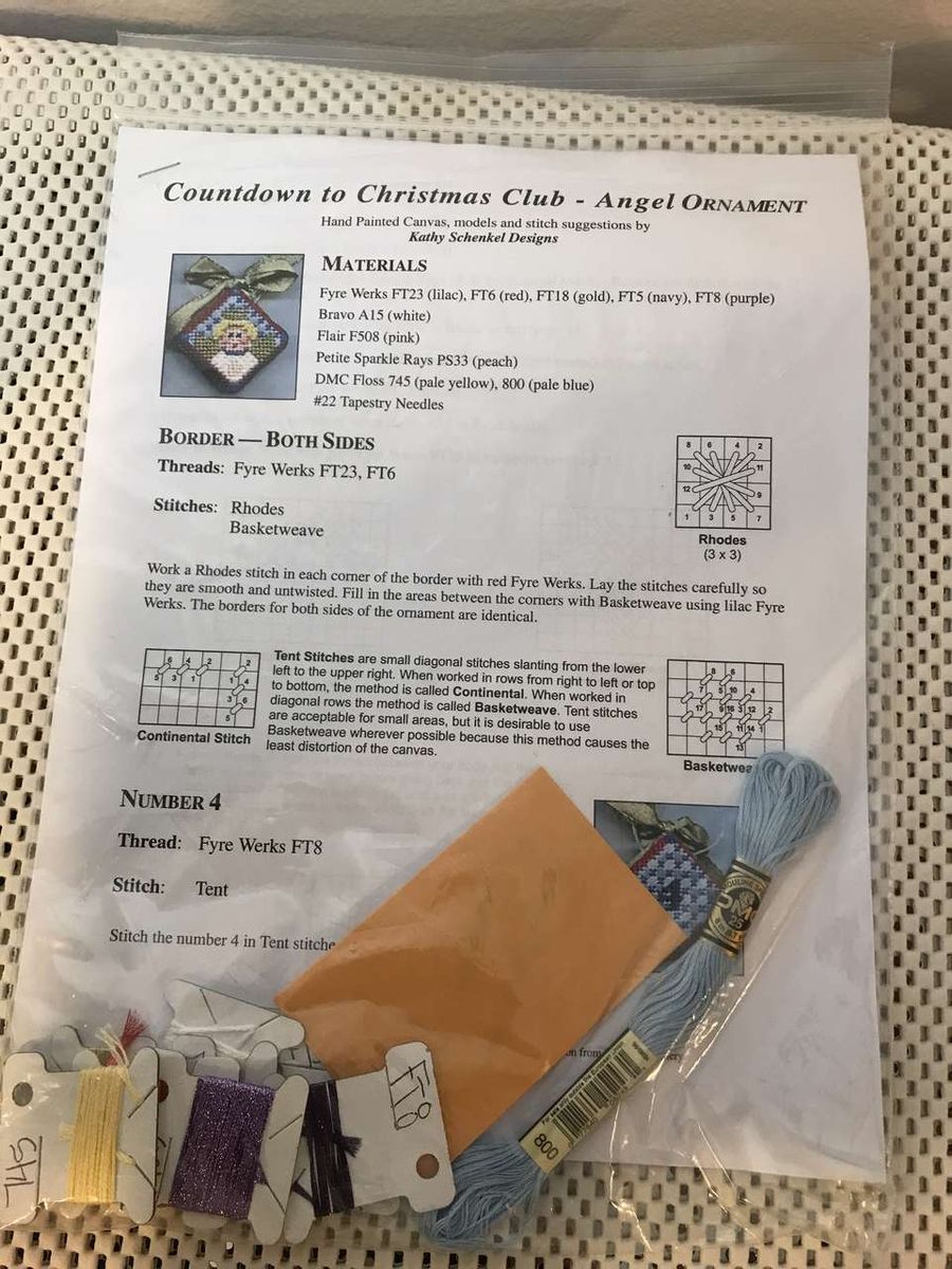 Hand Painted Canvas Countdown to Christmas Club Ornament Kits, New