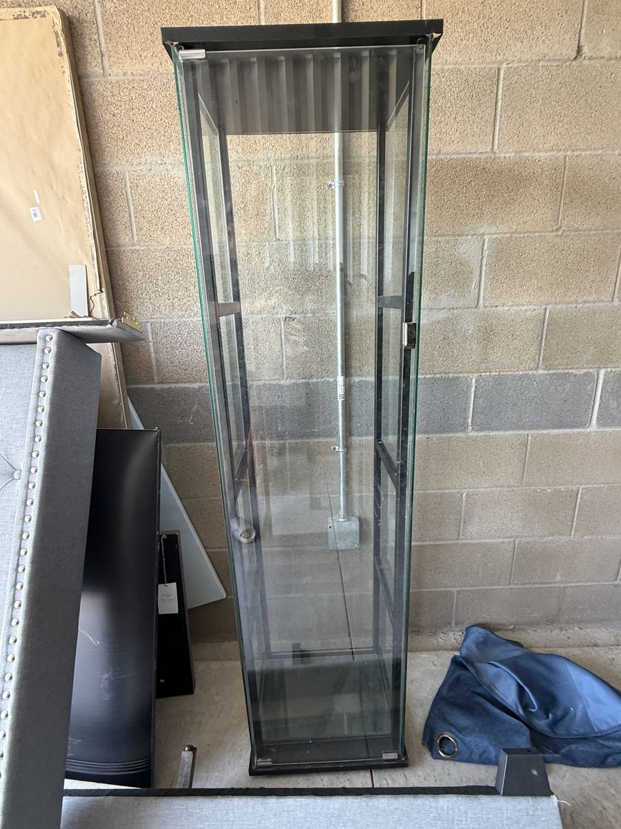Tall Glass Display Cabinet with Metal Frame