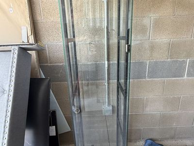 Tall Glass Display Cabinet with Metal Frame