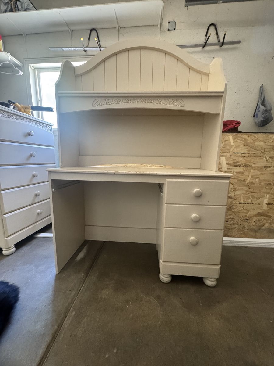 Vintage white secretary desk