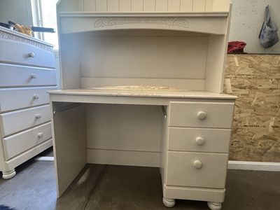 Vintage white secretary desk