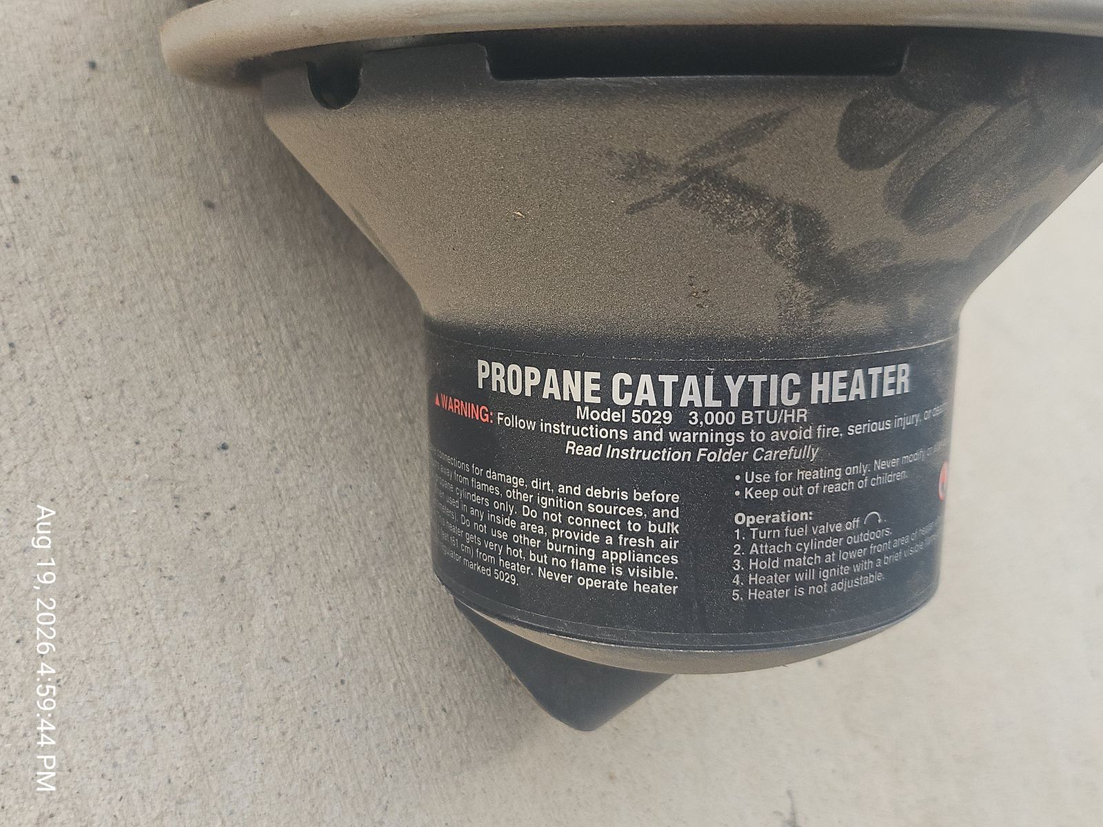 Coleman Model 5029 3,000 BTU/HR Propane Catalytic Heater