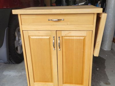 Wooden Rolling Kitchen Island Cart with Drop Leaf & Drawer