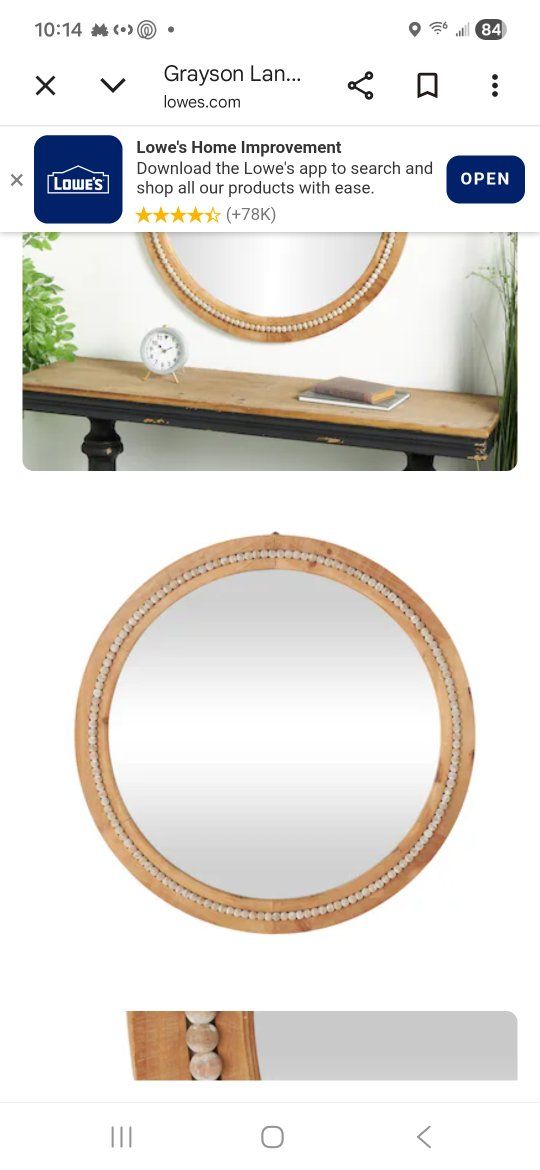 Wall mirror 36 in x 36 in.