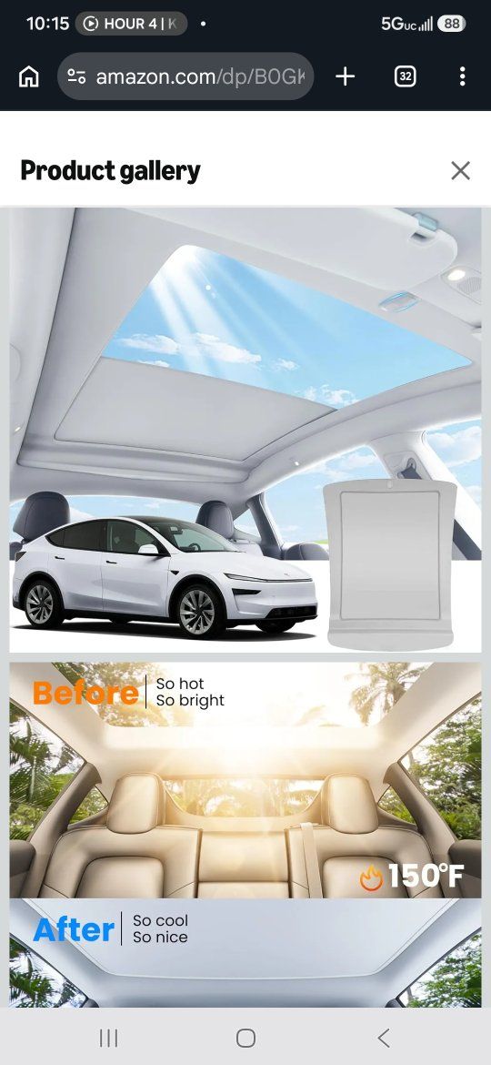 Tesla model y Juniper motorized sunshade
