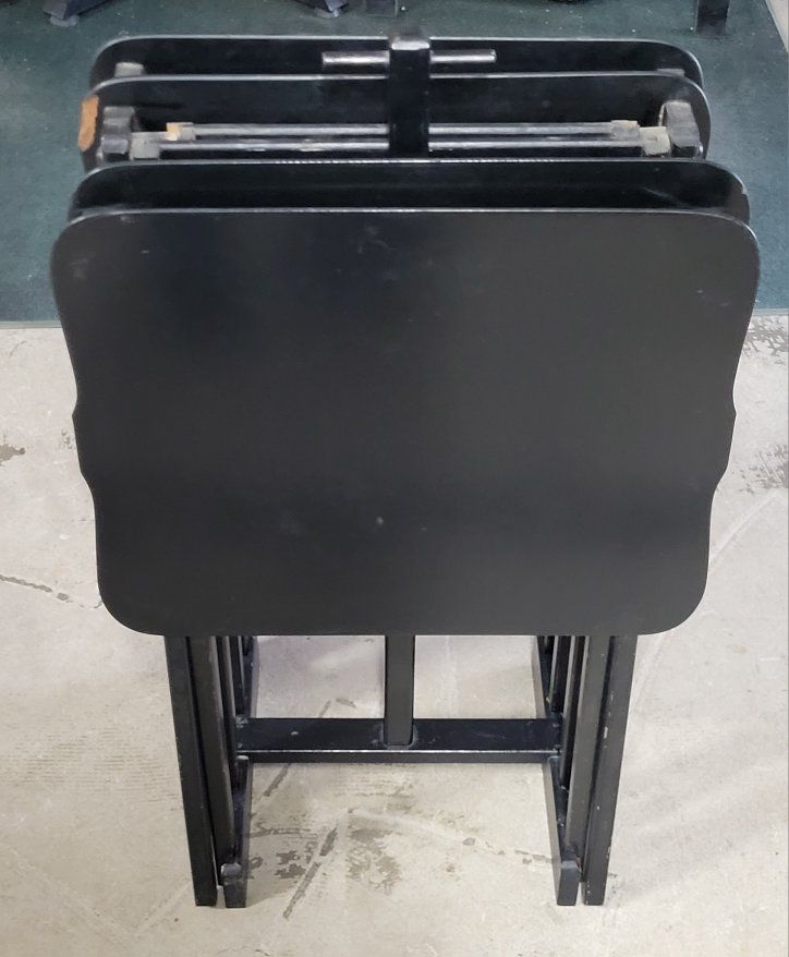 Vintage Woodcraft "Lap-High Table" Black TV Tray Tables  with Folding Legs.