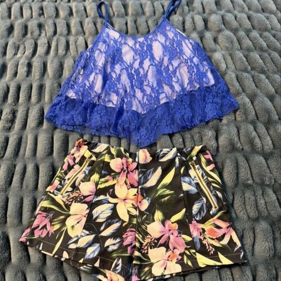 Floral shorts and lace top