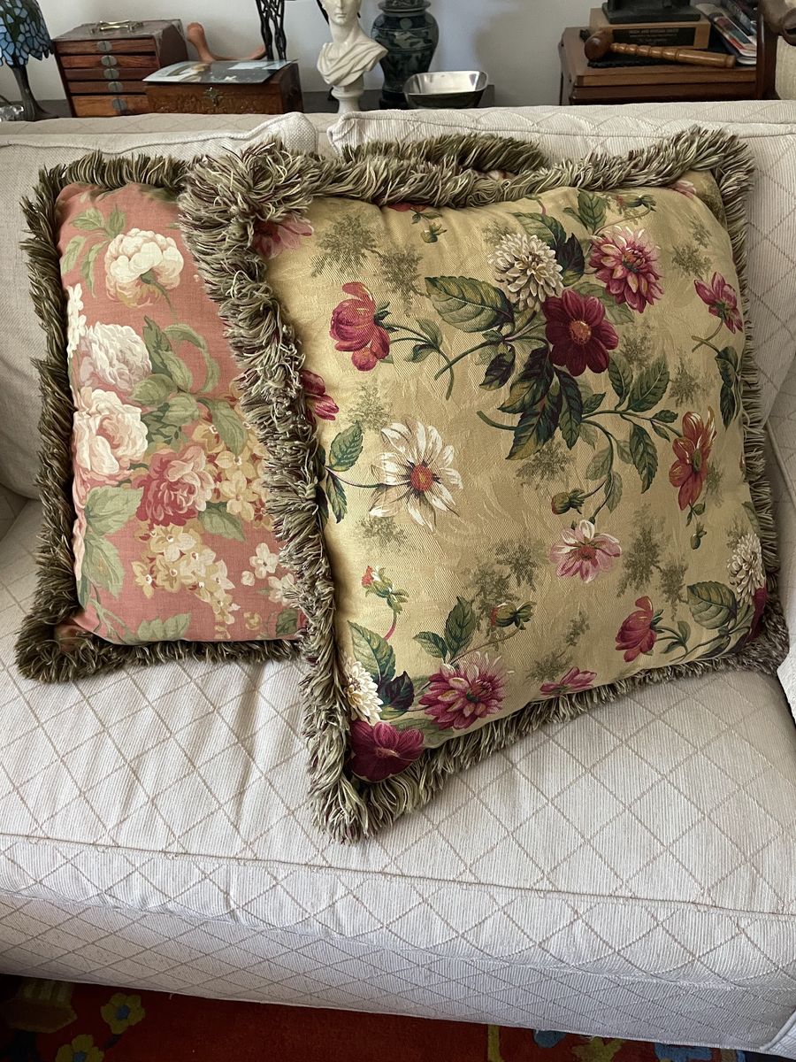 Set of Two Vintage Flower Pillows